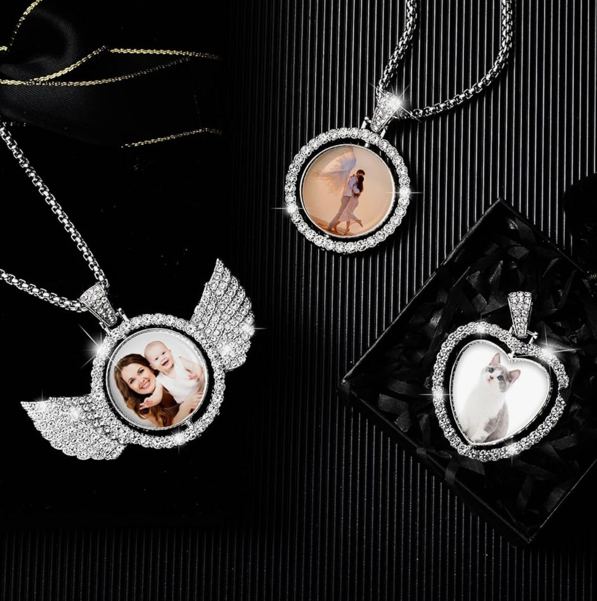 Photo Rhinestone Pendant Set